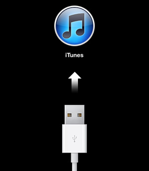 На экране iPad шнур iTunes